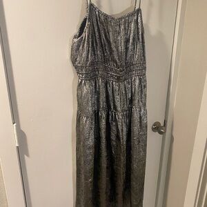 Metallic Silver Maxi Dress